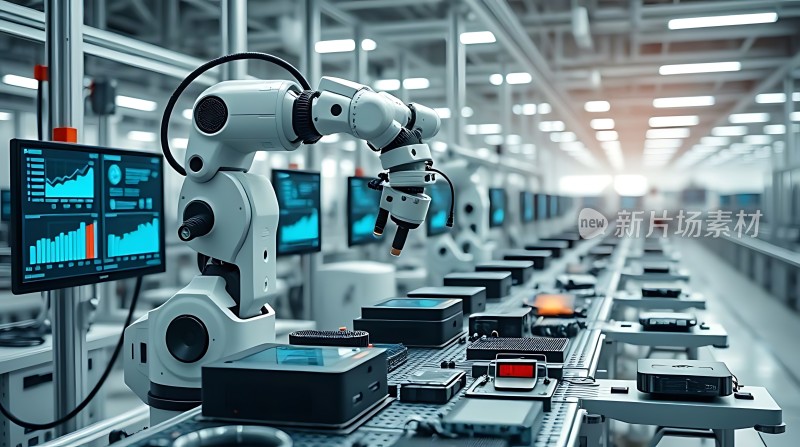 智能工厂生产线上的机器人操作