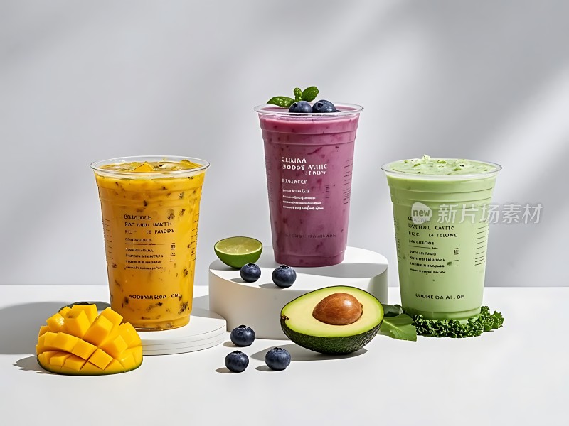 芒果蓝莓牛油果奶昔 trio