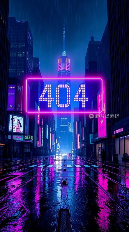 霓虹都市中的404错误页面