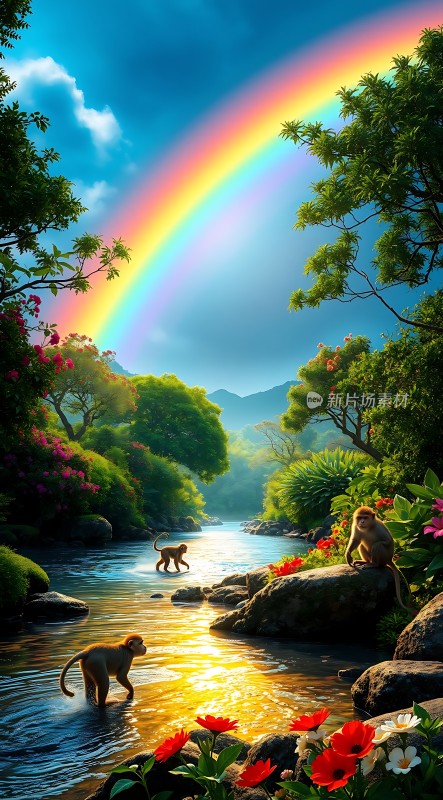 彩虹下的自然奇观