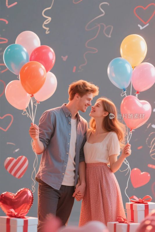 浪漫情侣气球场景
