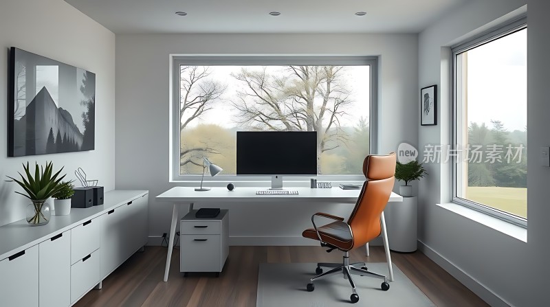 现代简约办公空间宽敞明亮自然光线充足