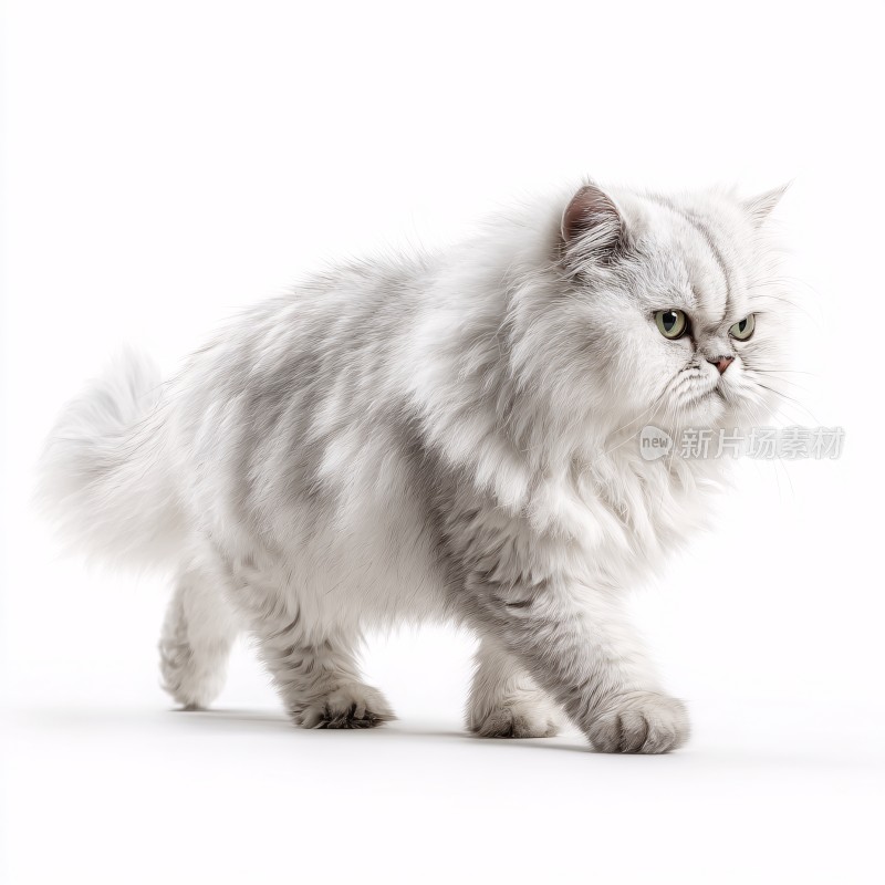 行走的白色长毛猫咪