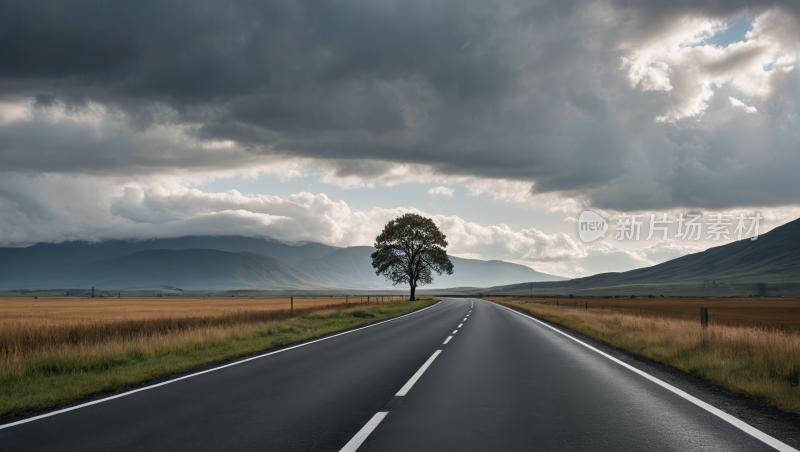 路边的一棵孤树风景风光高清图片