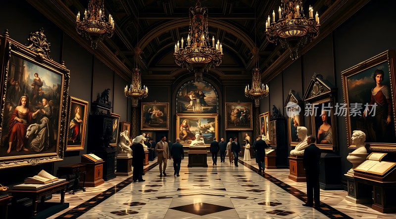艺术殿堂经典画作与雕塑共舞