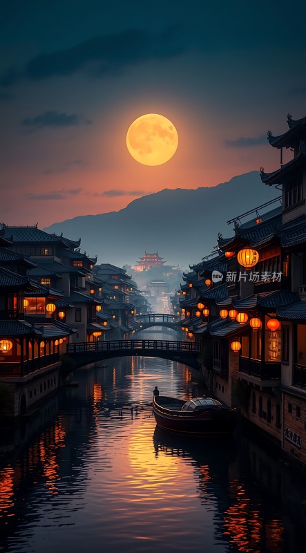 月下古桥映水乡