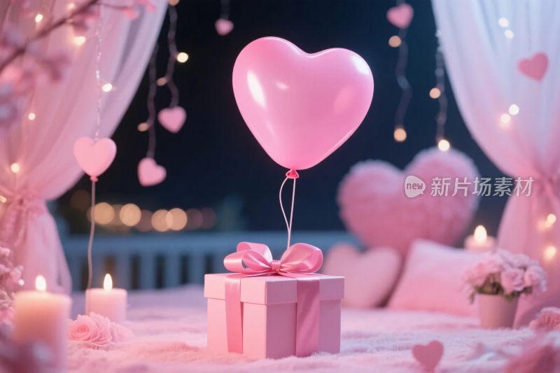 粉色爱心浪漫场景