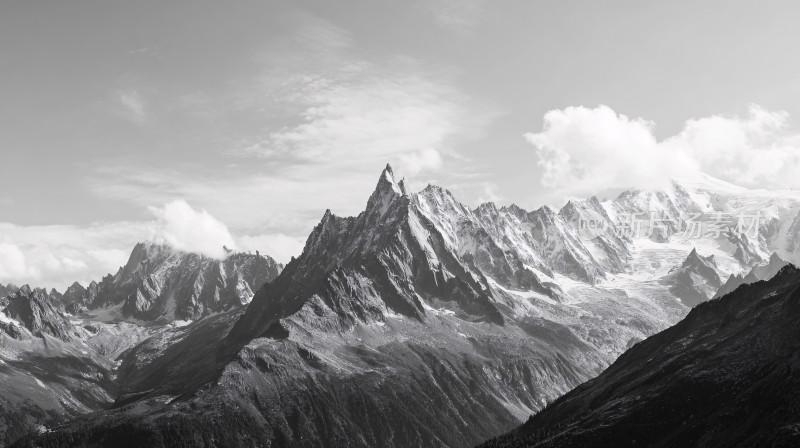 黑白壮美雪山景观