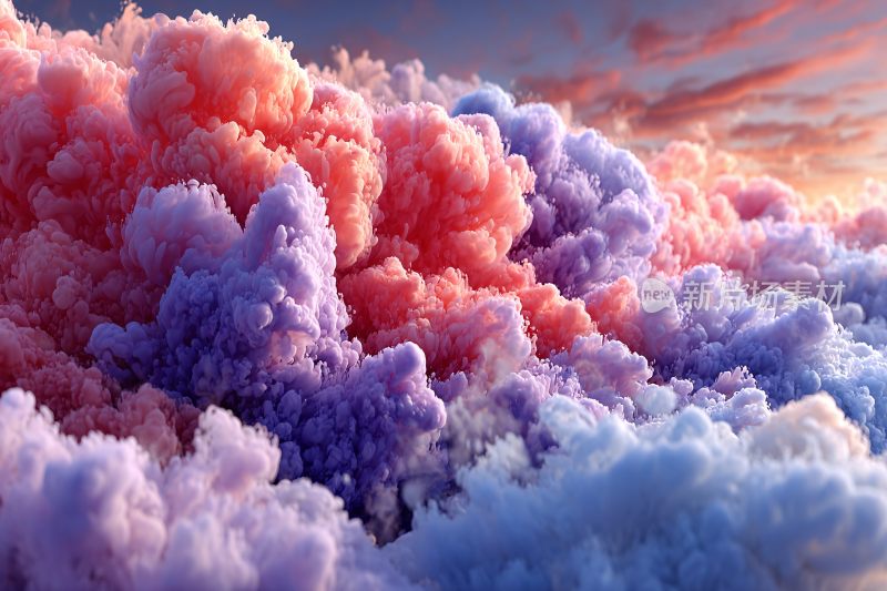 梦幻绚丽的多彩云朵景象