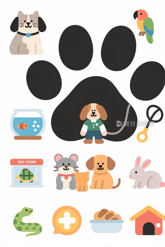 宠物图标集合插画