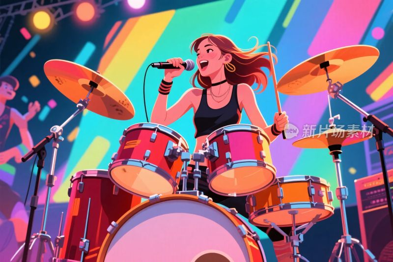 摇滚鼓手舞台表演