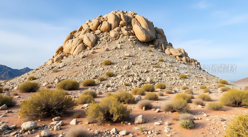 沙漠奇石嶙峋灌木丛生