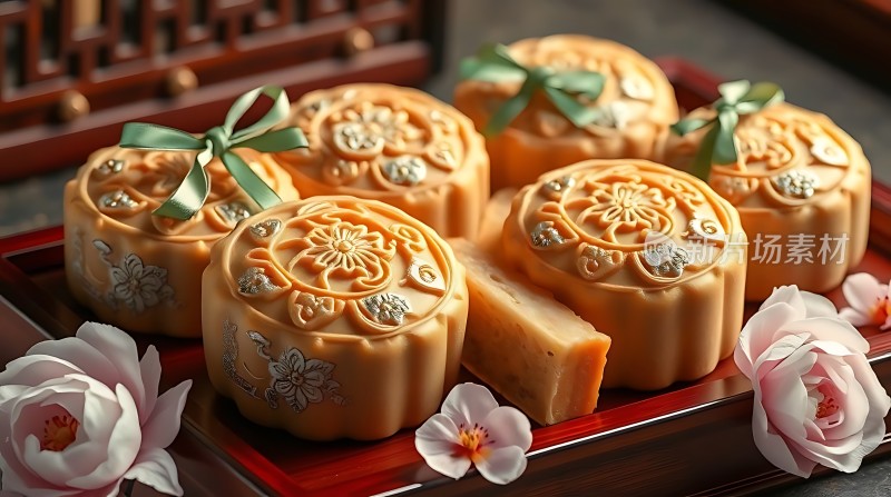 月饼礼盒精致包装美味佳肴节日分享