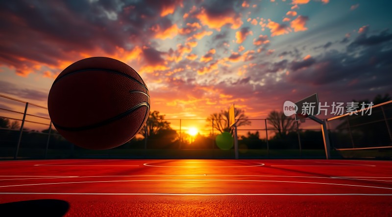 日落下的篮球运动
