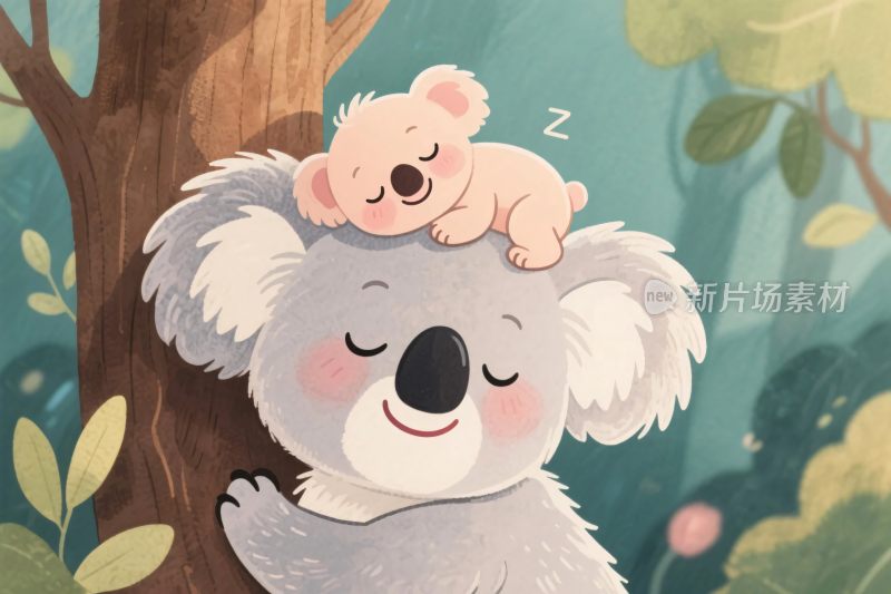 可爱考拉亲子插画