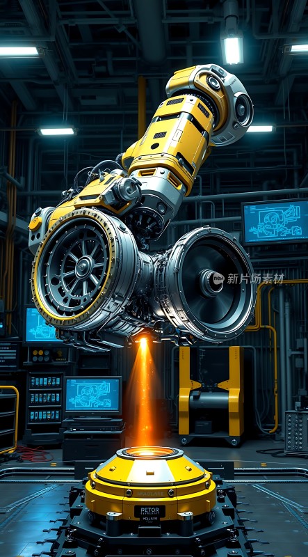 机械臂与发动机的结合未来科技的象征
