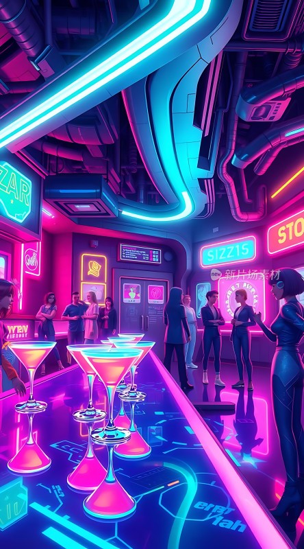 赛博朋克酒吧夜生活
