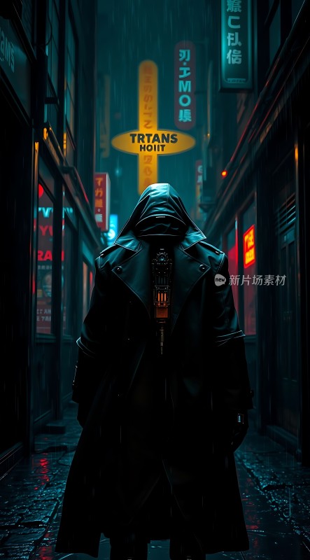 雨夜街头神秘人物