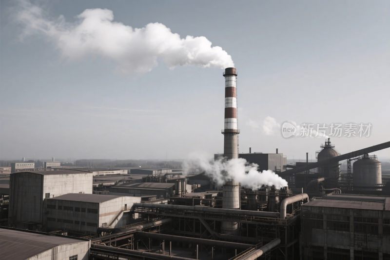 工业烟囱与烟雾场景