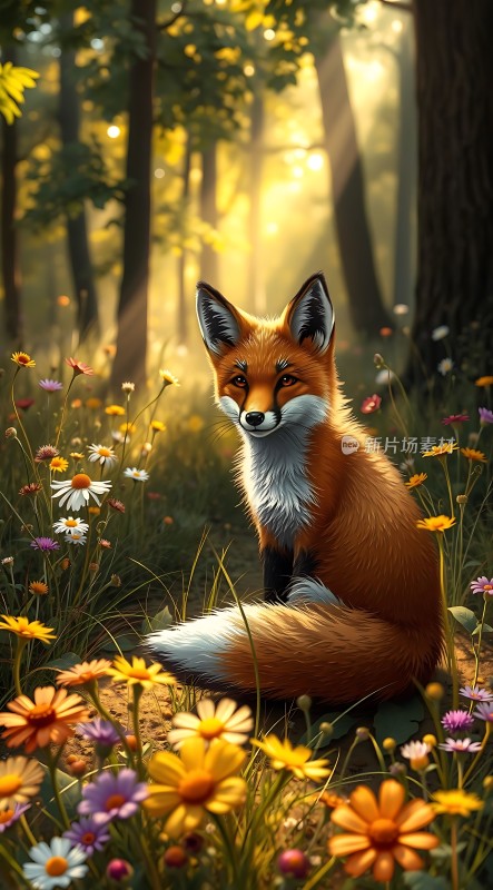 阳光下的森林小狐狸