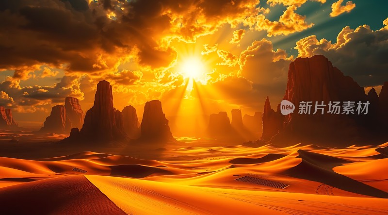 金色沙漠日落奇景