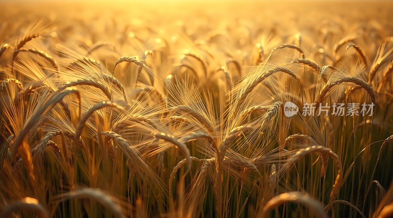 金色麦浪阳光下的丰收景象
