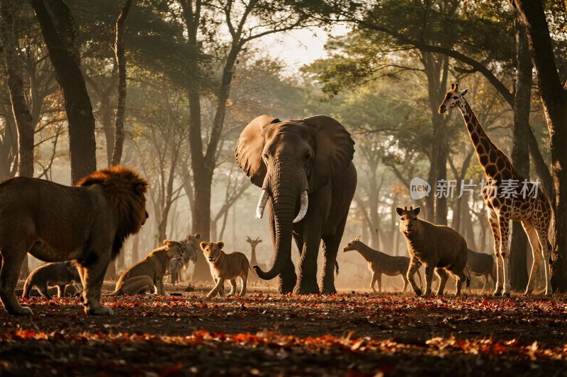 森林里的野生动物群像