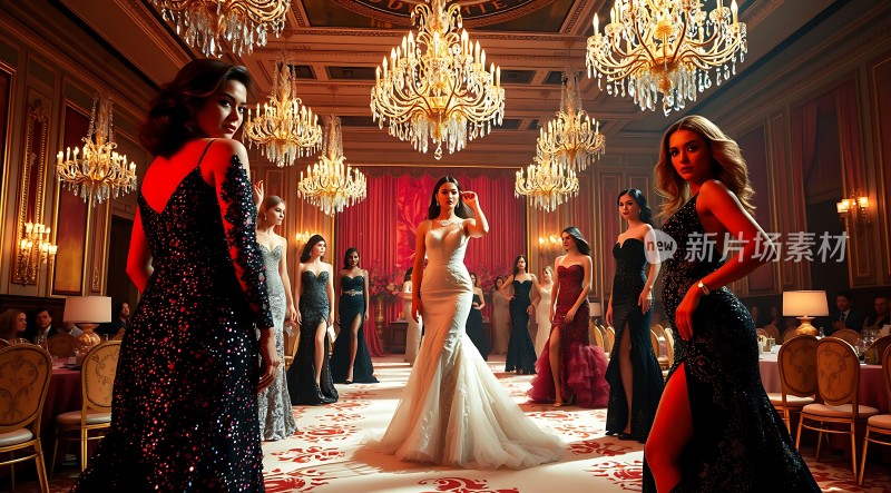华丽舞会上的模特们
