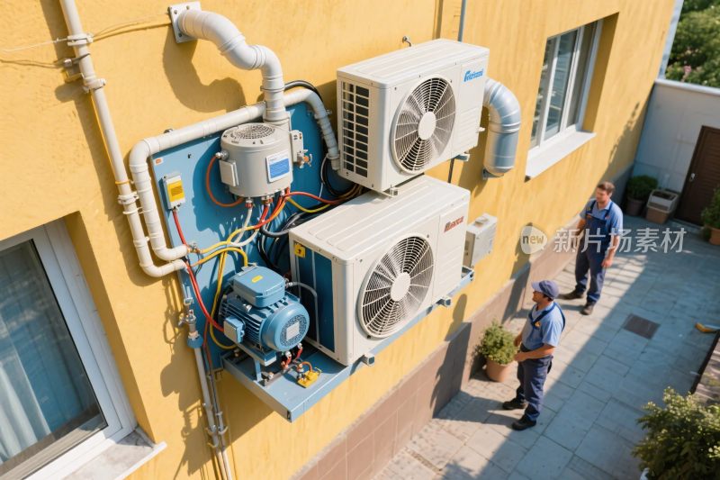 建筑外墙空调安装场景