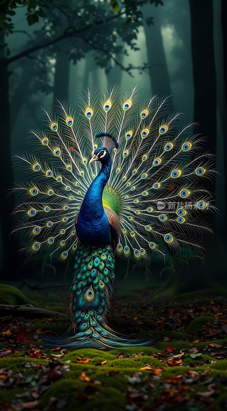 孔雀开屏显华彩