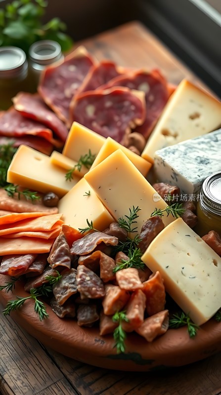 美味奶酪拼盘诱人肉制品