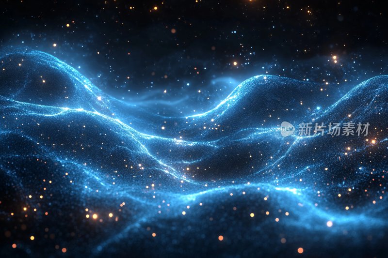 蓝色梦幻星空光带背景图