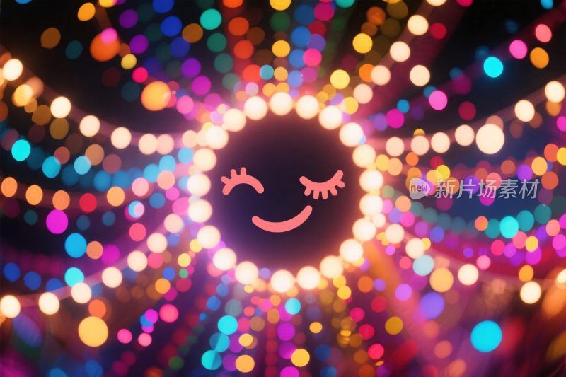 多彩光点微笑插画