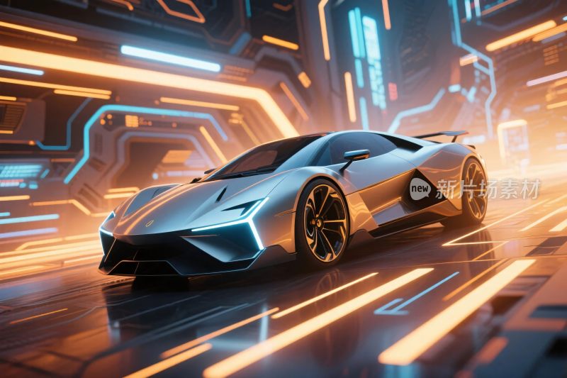 未来科技感跑车插画