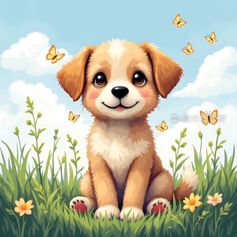 阳光下的快乐小狗