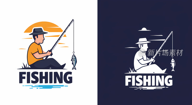 钓鱼标志插画
