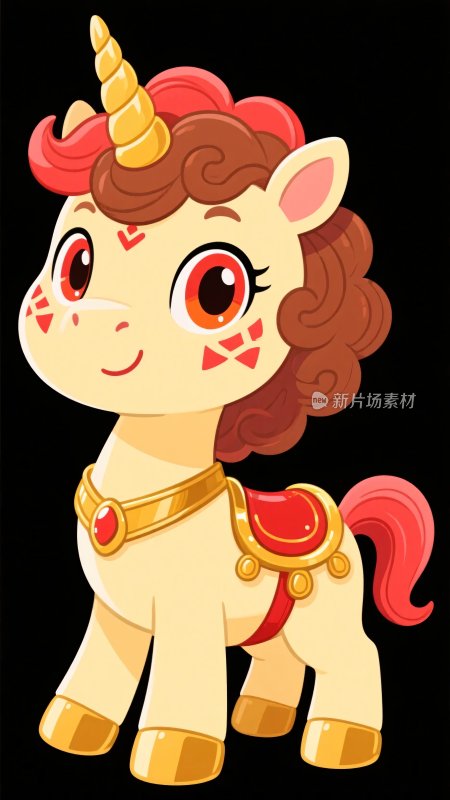 可爱卡通独角兽形象插画