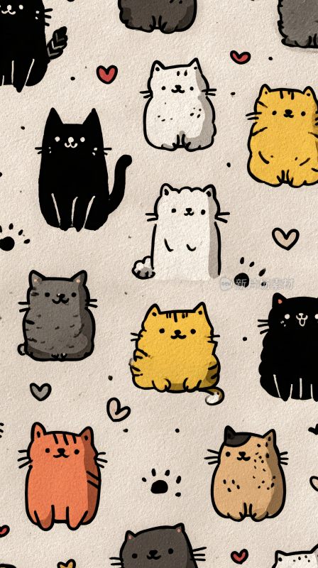 可爱猫咪插画图案