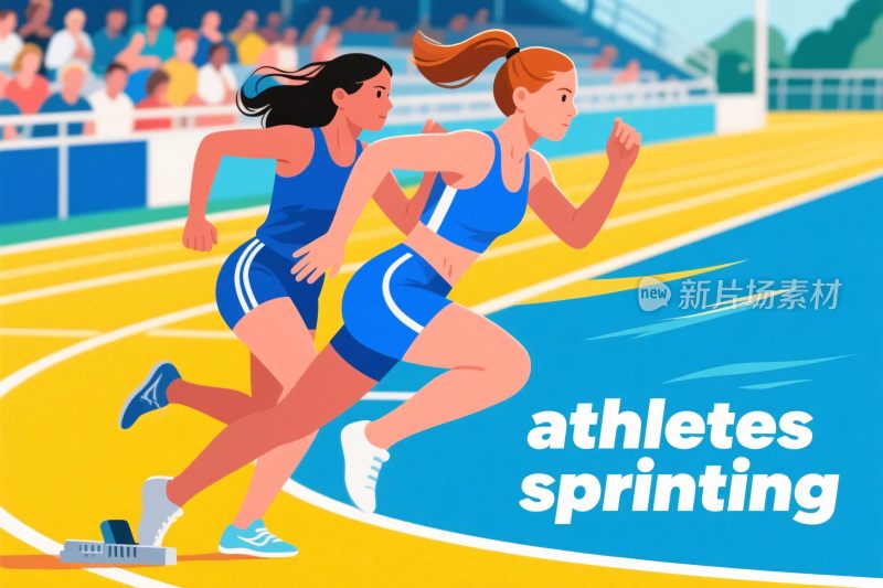 运动员冲刺插画