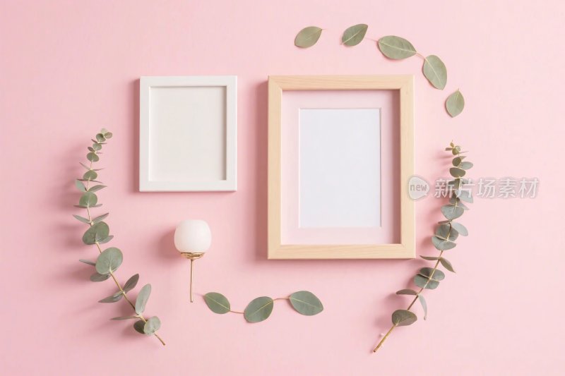 简约相框尤加利装饰图