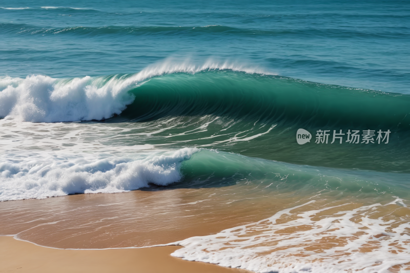 海滩岸边涌来一股巨浪高清风景图片