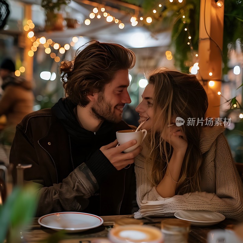 温馨夜晚浪漫咖啡时光