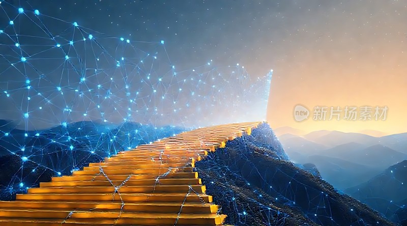 金色阶梯通往未来世界
