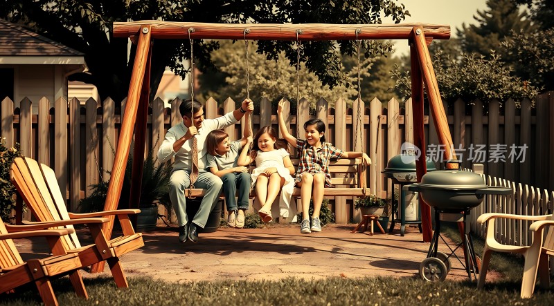 家庭欢乐时光温馨户外烧烤聚会