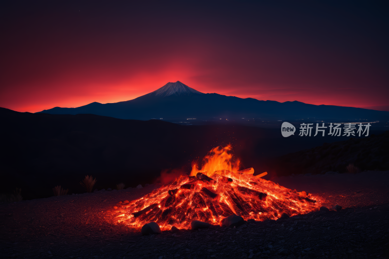 在一座红天山的背景下高清背景图片