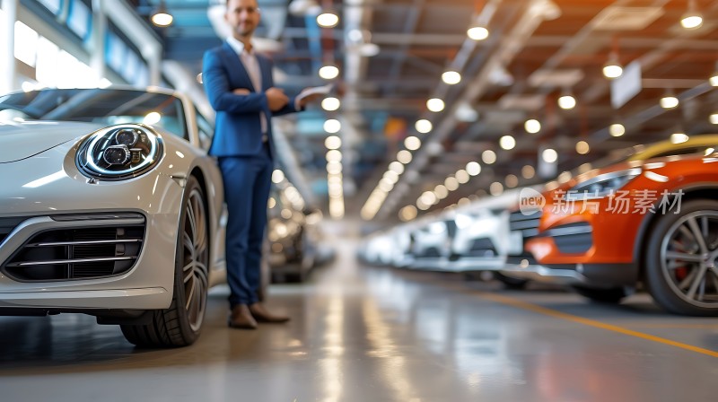 豪华轿车展厅里的商务人士