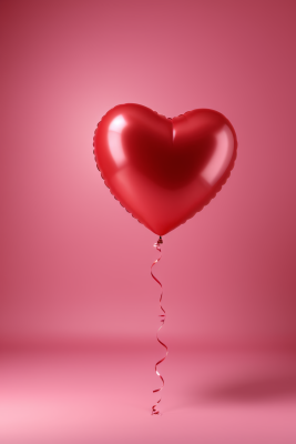红爱心气球特写飘带高清图片 红爱心气球特写飘带高清图片