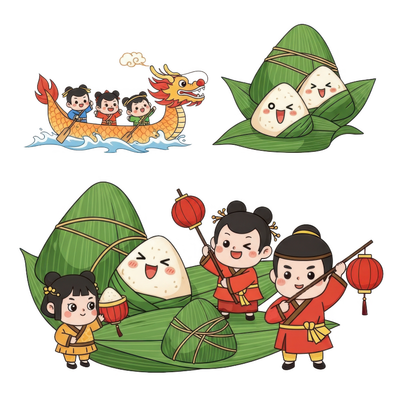 3D卡通端午节元素插画