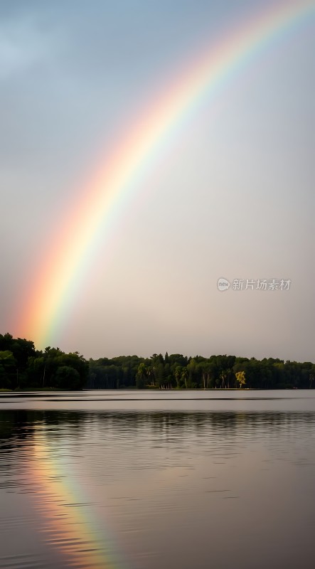 湖畔彩虹映水波