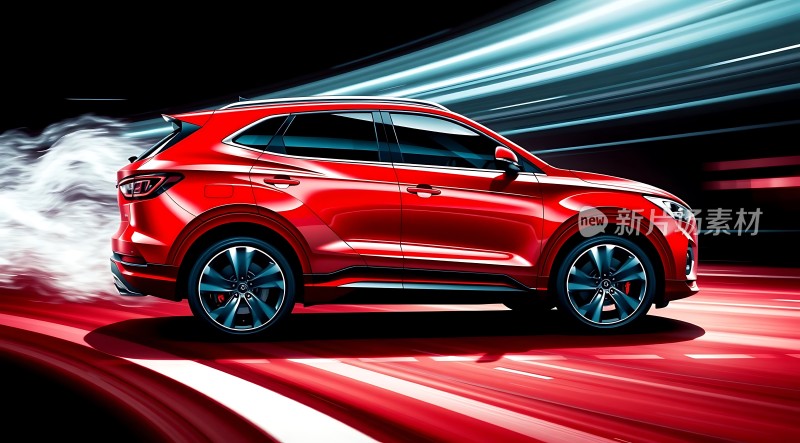 红色SUV疾驰而过速度与激情尽在掌握！